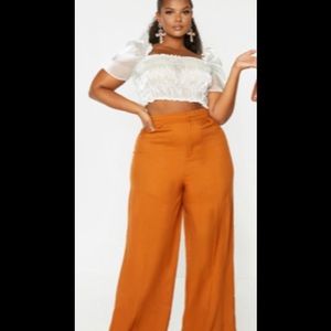 High Waist / Wide Leg Pants Rust Colored